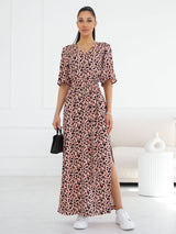 Flared cropped sleeve maxi dress Dana