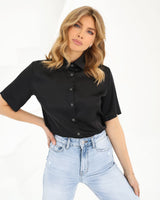 Blouse satin with short sleeves Amanda