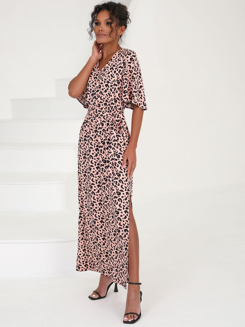 Flared cropped sleeve maxi dress Dana