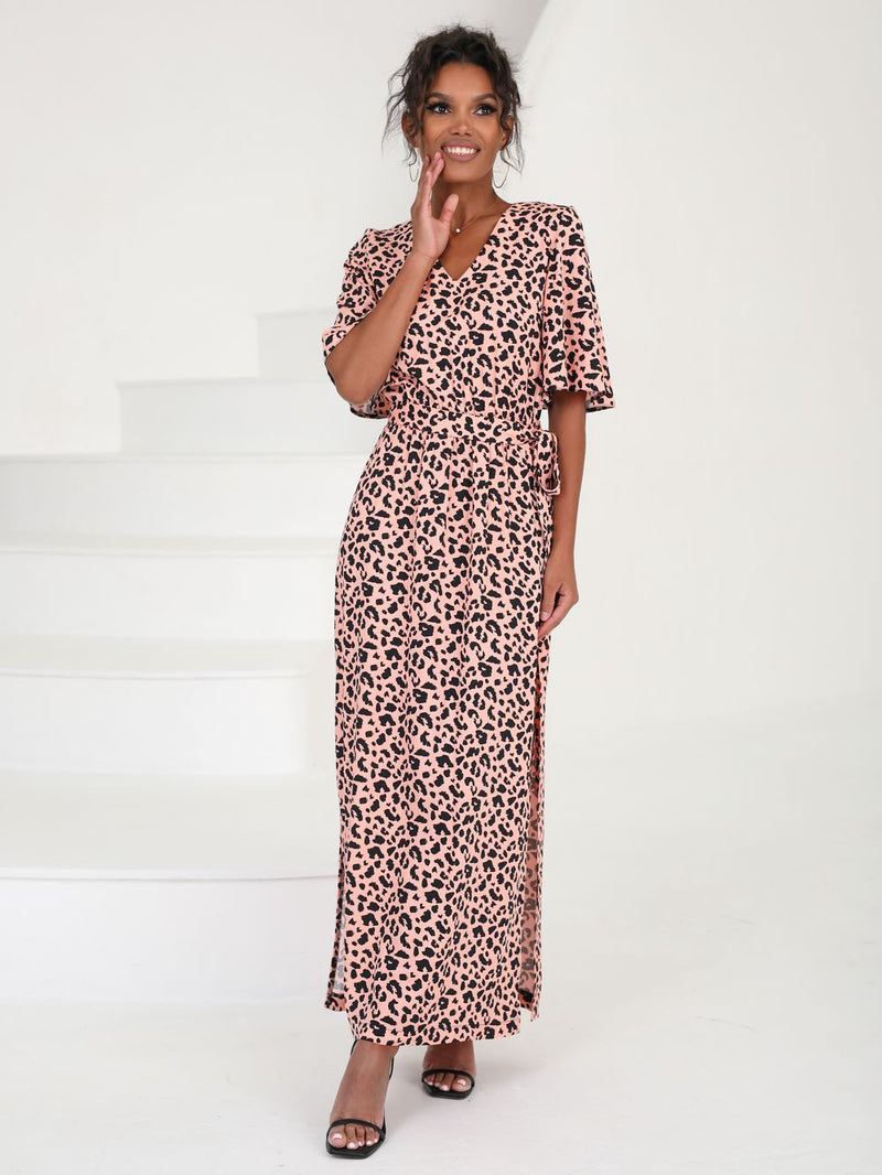 Flared cropped sleeve maxi dress Dana